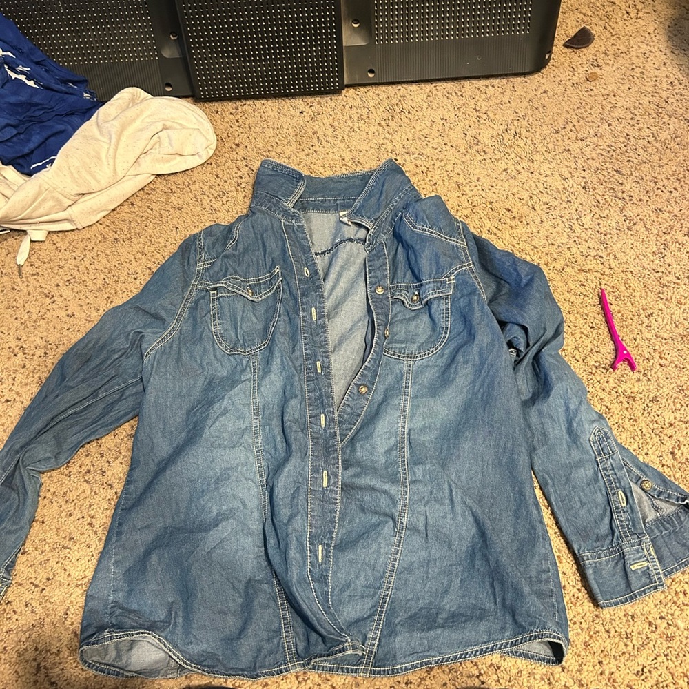 Blue Denim Button-Up Shirt